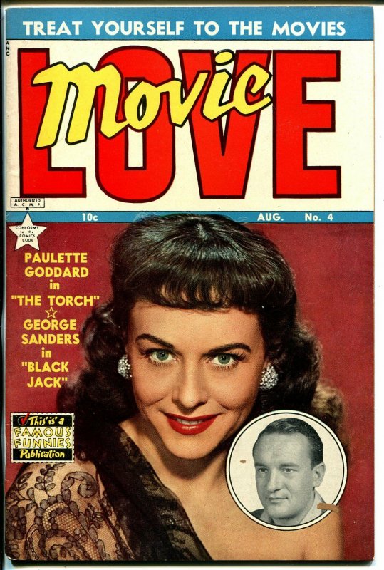 Movie Love #4 1950-Famous Funnies-Paulette Goddard cover-George Sanders-VF