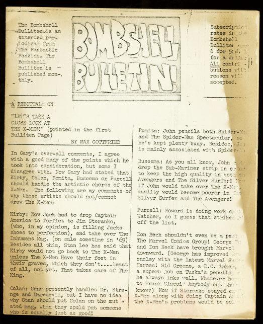 BOMBSHELL BULLETIN-1960'S-MARVEL FANZINE-RARE G