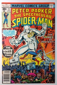 The Spectacular Spider-Man #9 (8.0, 1977) 1ST COMIC APP OF WHITE TIGER