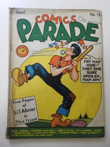 Comics on Parade #13 (1939) GD/VG Condition 1 1/2 in cumulative spine split