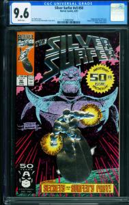 Silver Surfer #50 CGC 9.6 1991-Thanos-Marvel Foil cover 1298943051