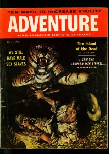 PULP:  Adventure Pulp Magazine February 1957- Tiger cover- Arthur C Clarke- VG