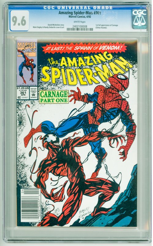 The Amazing Spider-Man #361 (1992) CGC 9.6! 1st Full Appearance of Carnage!