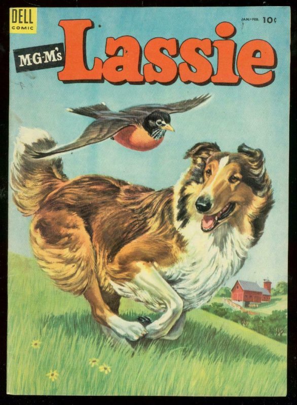 MGM'S LASSIE #14 '54-DELL COMIC-COLLIE RUNNING IN FIELD VF