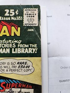 Superman #183 (DC,1966) Condition VG
