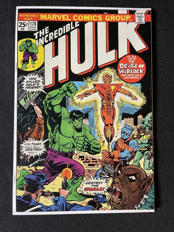 Incredible Hulk #178 Very Fine 8.0 Adam Warlock Herb Trimpe Art 1974 