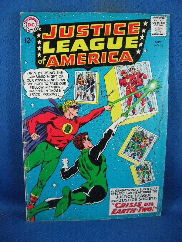 JUSTICE LEAGUE OF AMERICA 22 VG+ CRISIS  GOLDEN AGE GREEN LANTERN 1963