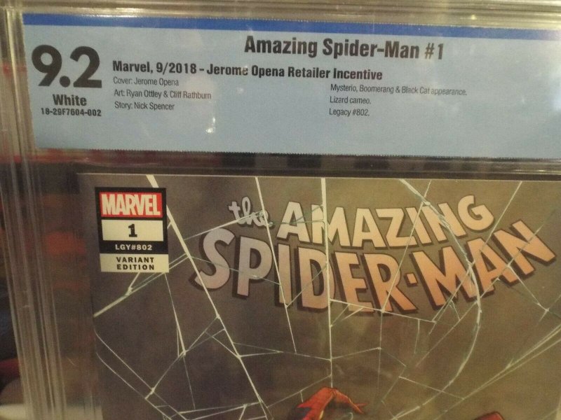 Amazing Spider-Man #1  CBCS 9.2  NM- 2018 Jerome Opena Retailer Incentive