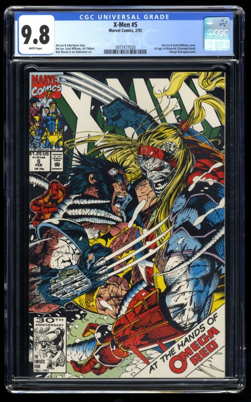 X-Men #5 CGC NM/M 9.8 White Pages 2nd Omega Red!  1st Maverick