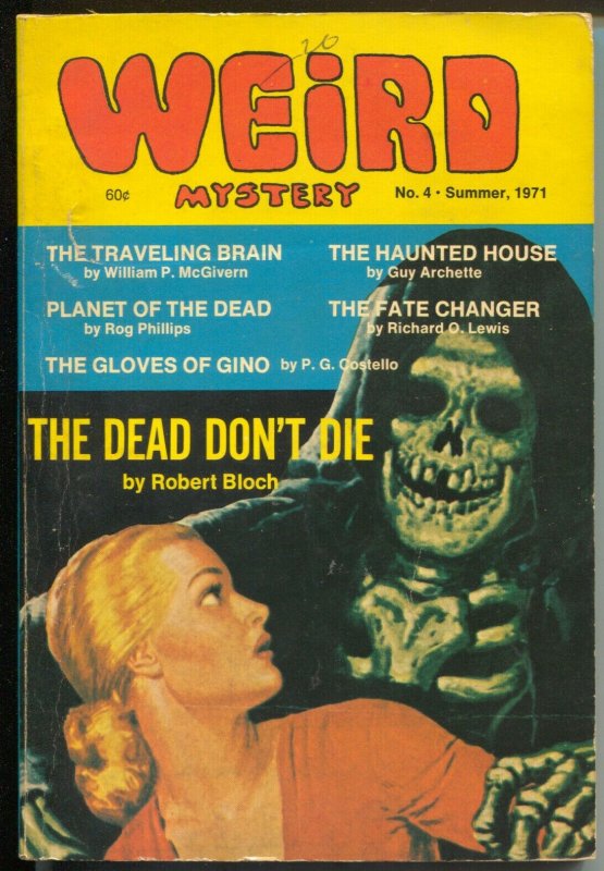 Weird Mystery-Summer 1971-skull cover-pulp thrills-Robert Bloch-Rog Phillips-VG