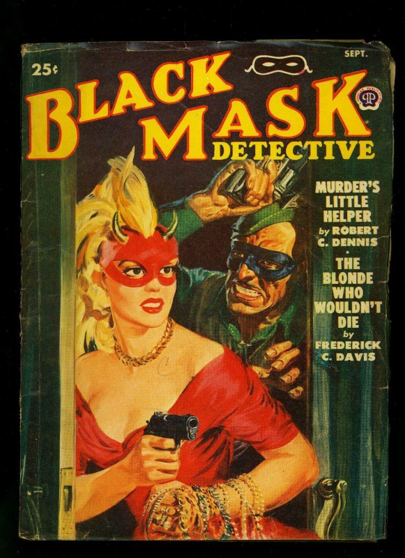 Black Mask Detective Pulp September 1950- Masked Gun Moll Saunders cover FN