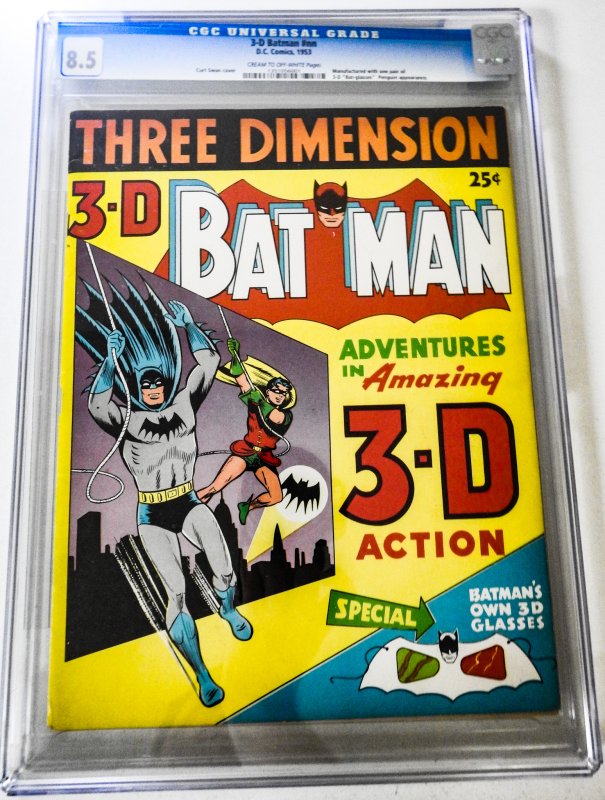 3-D Batman CGC 8.5! Cream-OW Pages! Manufactured W/ 1 pair 3D Bat-glasses