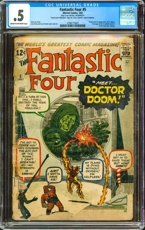 Fantastic Four #5 (1962) CGC Graded 0.5 - 1st app of Dr.Doom