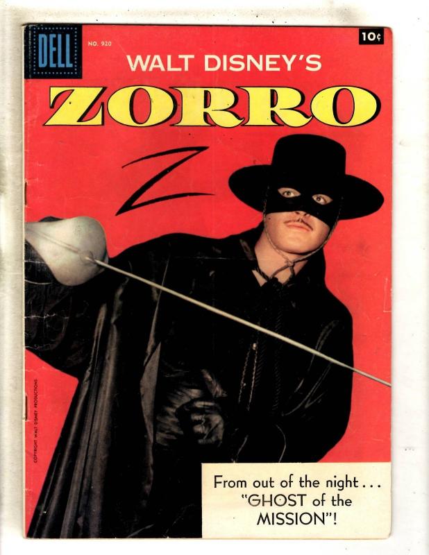 Four Color # 920 FN/VF Dell Silver Age Comic Book ZORRO Walt Disney JL15