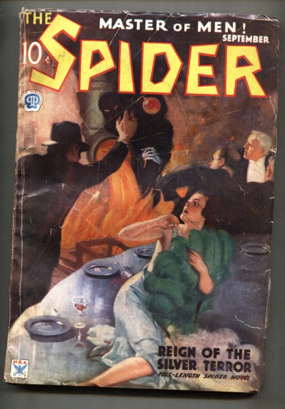 The Spider September 1934-Hooded villain-pulp magazine-Rare