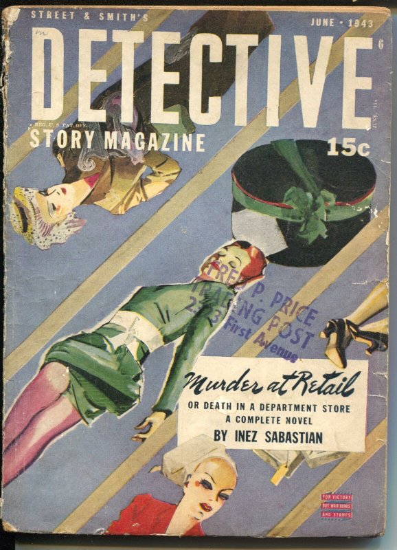 Detective Story 6/1943-crime & mystery pulp fiction-VG