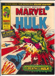 Mighty World Of Marvel #113 1974- Hulk- Silver Surfer VG/F