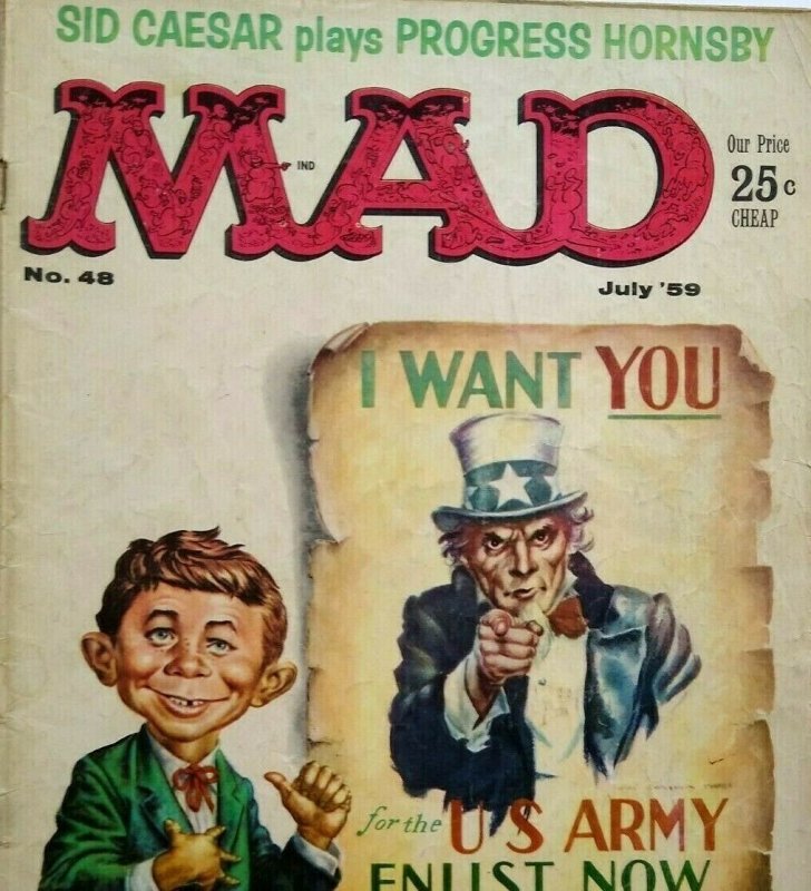 MAD Magazine July 1959 No 48 Sid Caesar US Army Wants You Uncle Sam Comic Strip