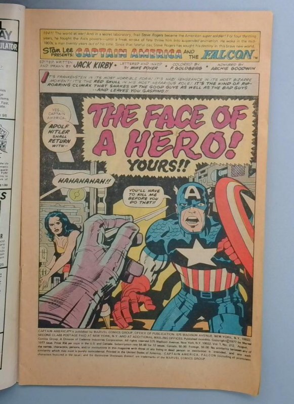 Captain America #212 VG+ Marvel 1977 SN1