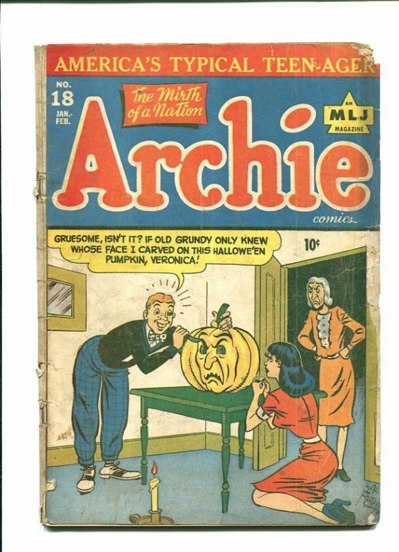 ARCHIE 18-1945-HALLOWEEN COVER-CARVING PUMPKIN  G/VG