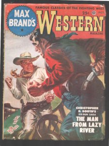 Max Brand's Western 10/1950- Norman Saunders card game barroom fight cover-Ma...