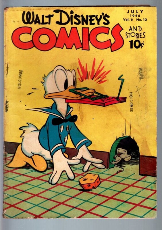 WALT DISNEY'S COMICS AND STORIES #70-1946-DONALD DUCK-MICKEY MOUSE-BARKS-GO G++