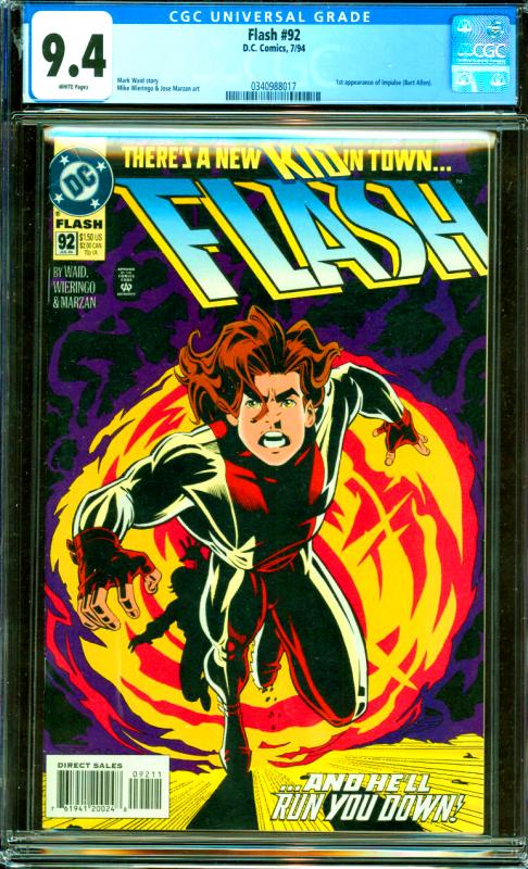 Flash #92 CGC Graded 9.4 1st Impulse (Bart Allen)