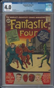 FANTASTIC FOUR 11 CGC 4.0 VG Origin & 1st App Impossible Man 1963 Kirby Lee ?