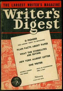 Writer's Digest February 1944- Fawcett- Detective Tales- Argosy VG