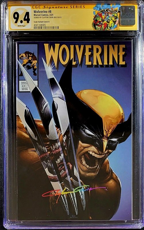 ?? Wolverine #8 350 CGC SS 9.4 Clayton Crain Infinity ? Signed Hulk 340 |  Comic Books - Modern Age, Marvel, Wolverine