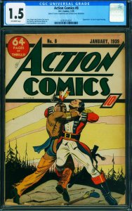 ACTION COMICS #8-CGC 1.5-SUPERMAN-JANUARY 1939-FRED GUARDINEER CVR-0291013001