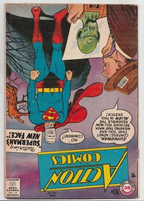 Action Comics 239 Strict 6.5 FN+ Mid-High-Grade(Apr-58) -Superman's New Face !