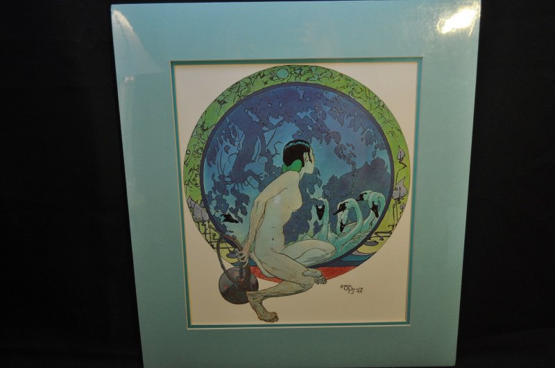 Mike Kaluta Swans and Babe Topless Print Matted 1979