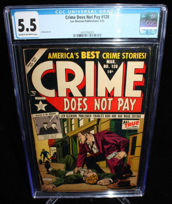 Crime Does Not Pay #120 (CGC 5.5) Al Wenzel Art - 1953