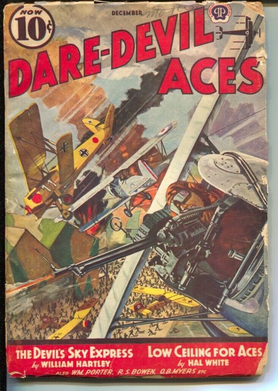 Dare-Devil Aces 12/1939-busy air war cover-violent war pulp- VG-