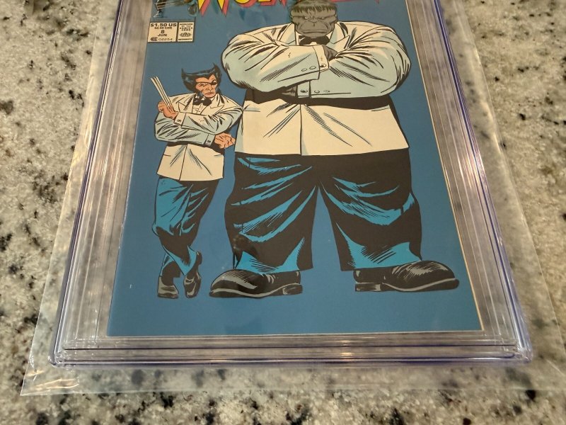 Wolverine # 8 CGC Graded 9.4 Marvel Comic Book Hulk Mr. Fixit 1989 X-Men JH24