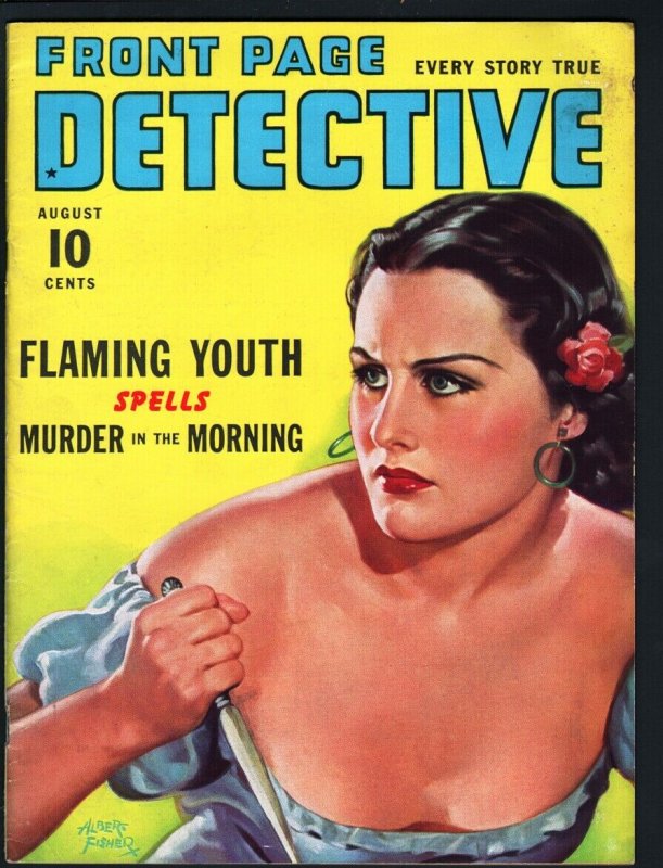 FRONT PAGE DETECTIVE PULP-AUG 1940-MYSTERY-CRIME-GOOD GIRL ART-MURDER- FN/VF