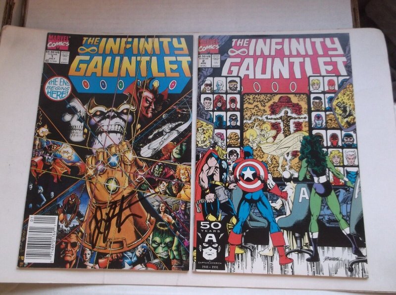 MARVEL: INFINITY GAUNTLET #1(SIGNED)-6 & INFINITY WAR #1-6, COMPLETE SETS, 1991! 