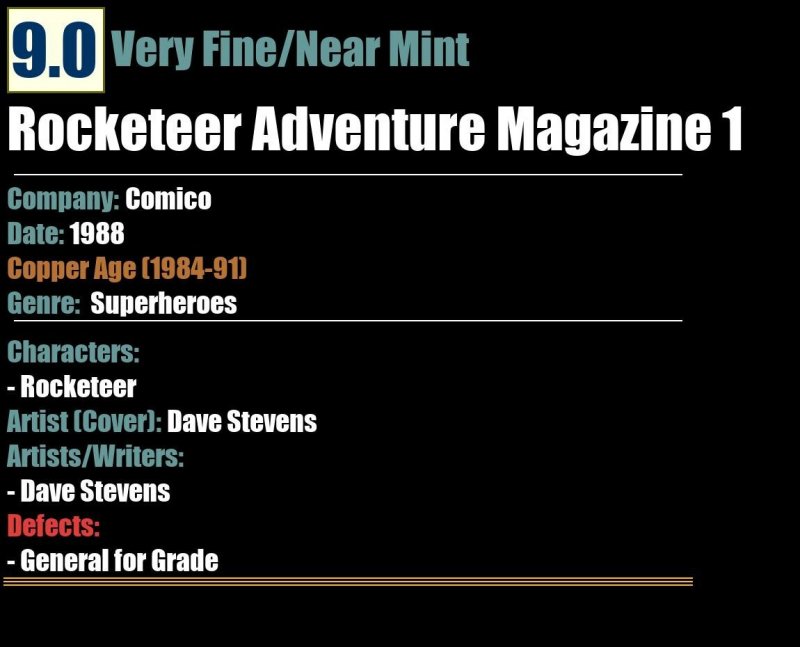 Rocketeer Adventure Magazine 1 (1988) VF/NM Dave Stevens Comico
