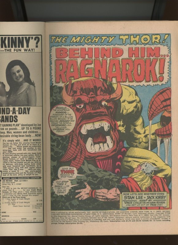 (1968) Thor #157: SILVER AGE MARVEL! WE COMBINE SHIPPING! (7.0)