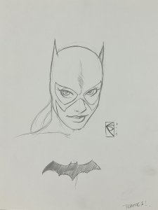 BATGIRL BY CHAD SPILKER ORIGINAL ART PENCIL SKETCH SIGNED 2004
