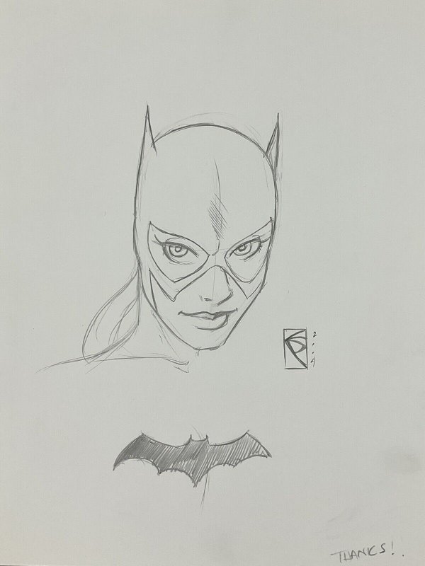 BATGIRL BY CHAD SPILKER ORIGINAL ART PENCIL SKETCH SIGNED 2004 