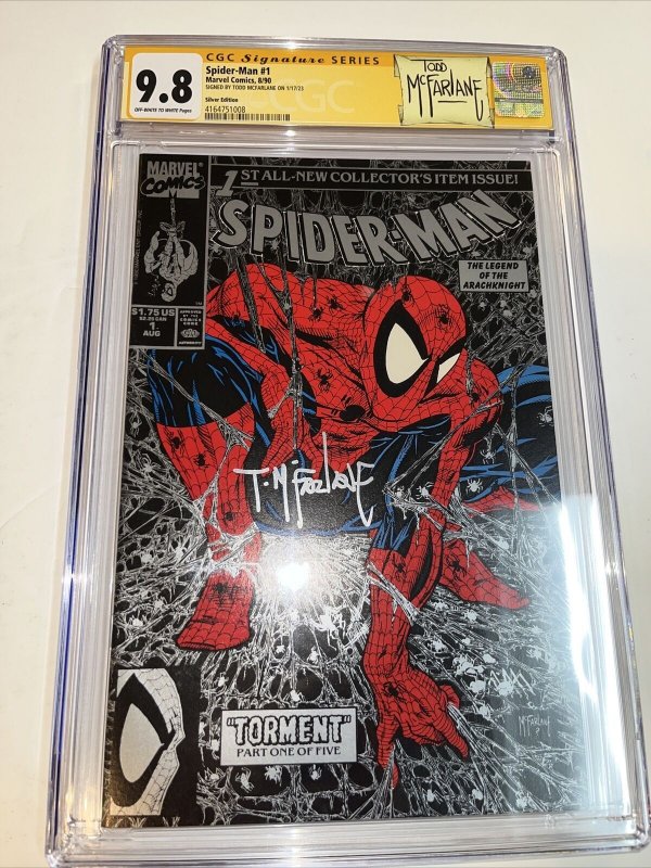 Spider-Man (1990) # 1 (CGC 9.8) Signec Todd Mcfarlane • Silver Edition