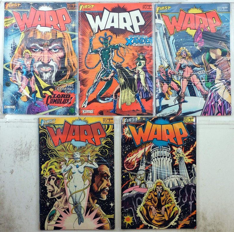Warp Lot of 5 #1, 4, 5, 8, 9 (1983) First Comics 1st Print Comic Books
