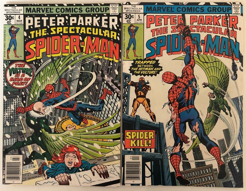 *Spectacular Spider-Man (1976) 1vg+, 2fn, 3fn, 4fvf, 5vf