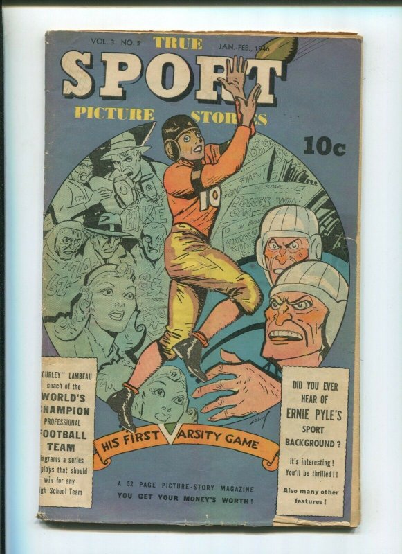 TRUE SPORT PICTURE STORIES #5 (4.5) 1946 FOOTBALL ISSUE