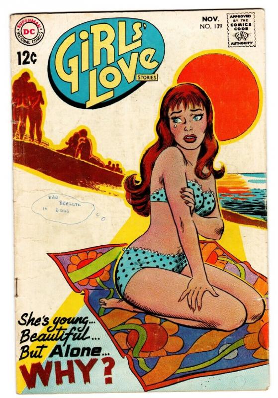 GIRLS' LOVE STORIES #139-DC ROMANCE-WILD SWIMSUIT COVER comic book