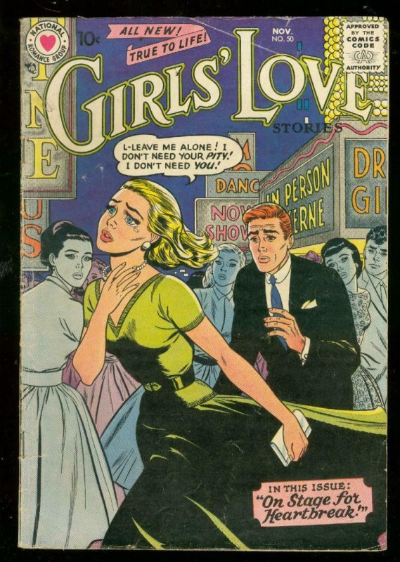 GIRLS LOVE STORIES #50 1957-DC ROMANCE-NITE CLUB COVER VG