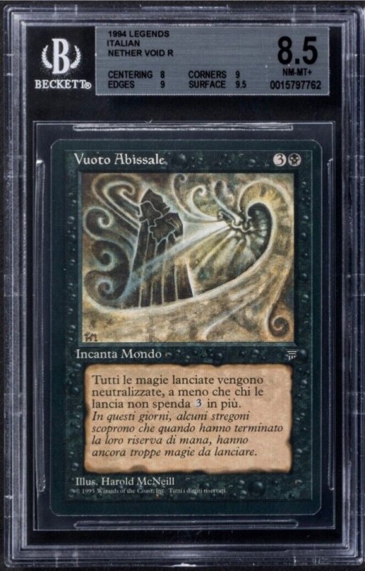 Magic the Gathering, Nether Void, RL, Italian Legends ,Beckett 8.5