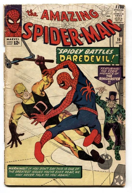 AMAZING SPIDER-MAN #16 comic book-daredevil-ditko-marvel silver age